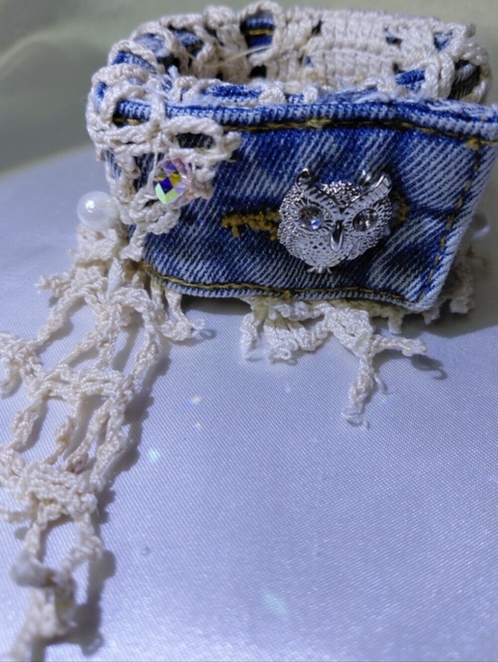 VINTAGE Lace & Denim Cuff